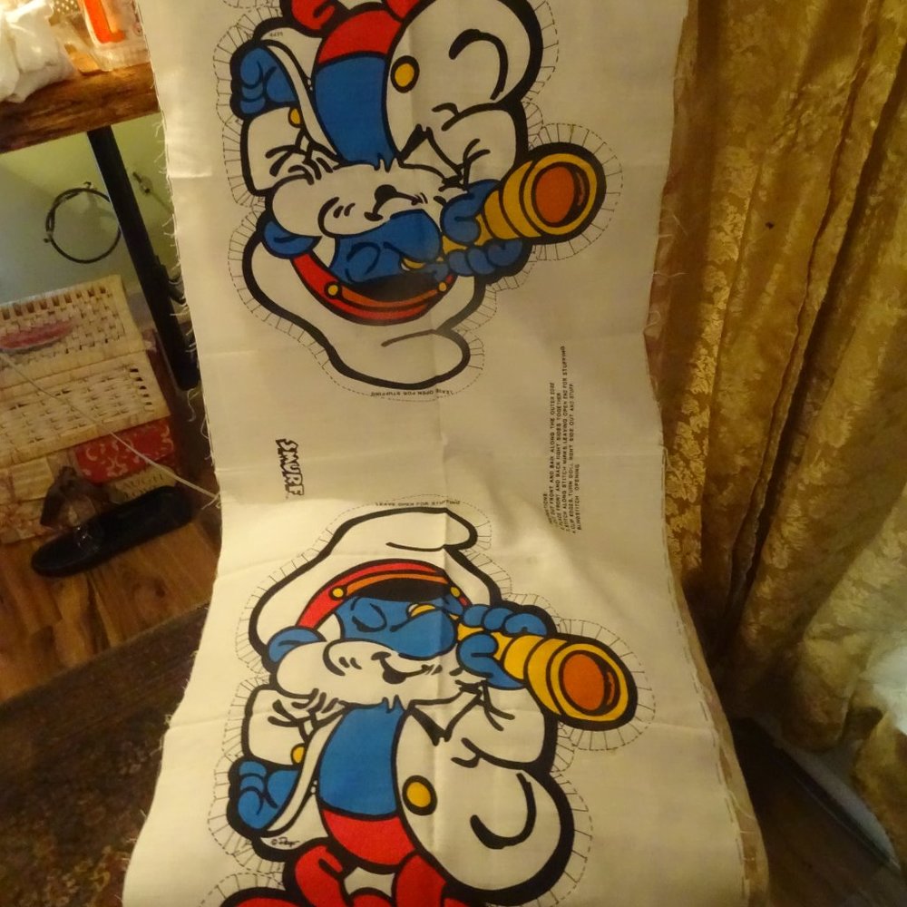 SMURF, Grandpa with white beard, pillow cover, sew and stuff